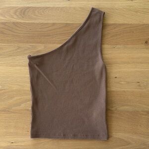 Madewell One-Shoulder Brown Women's Top Small
